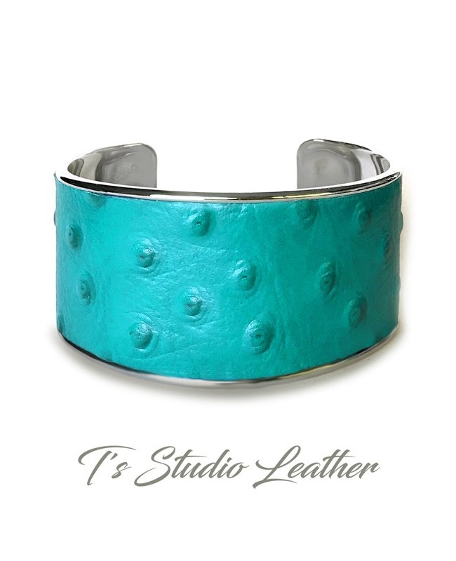 Royal Blue Ostrich Leather Cuff Bracelet