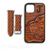 Personalized Western Style Hand Tooled Leather Phone Case with matching Apple Watch band