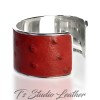 Red Ostrich Leather Cuff Bracelet