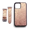 Metallic Rose Gold Leather Phone Case and Watch band