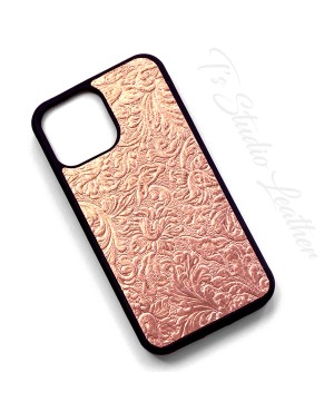 Metallic Rose Gold Leather Phone Case