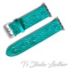 Turquoise Leather Western Style Hand Tooled Apple Watch band