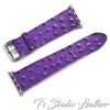 Purple Ostrich Print Leather Apple Watch band