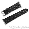 Black Ostrich Print Leather Apple Watch band