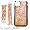 Western Style Hand Tooled Leather Apple Watch band and matching phone case
