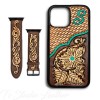 Two Tone Color Hand Tooled Leather Watch Band