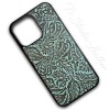 Western Turquoise Mint Green Brown Leather Phone Case in floral pattern by Ts Studio Leather
