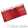 Red Alligator Croc Textured Genuine Cowhide Leather Women's Wallet