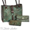 Turquoise Brown Floral Western Leather Women's Wallet