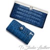 Blue Alligator Croc Leather Women's Wallet
