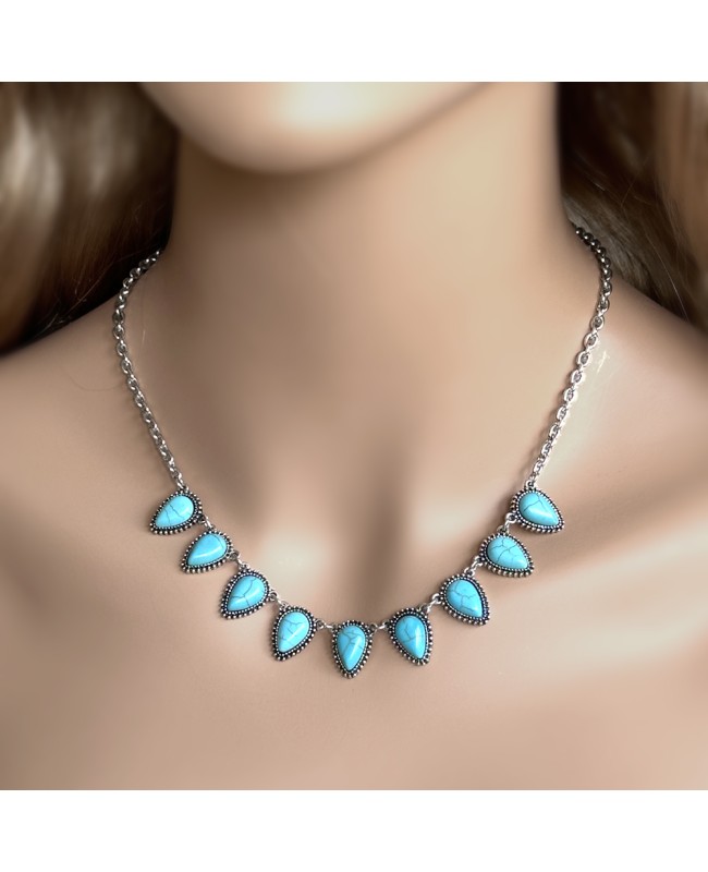 Turquoise Necklace with Teardrop shaped stones