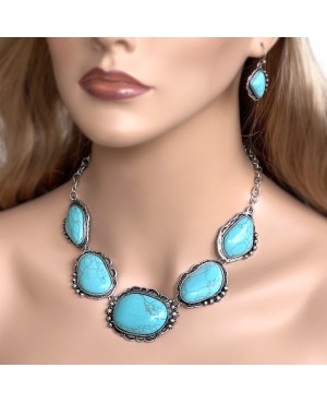 Chunky Turquoise Statement Necklace