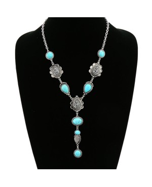 Long Turquoise and Grey Druzy Necklace