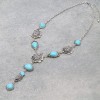 Long Turquoise and Grey Druzy Necklace
