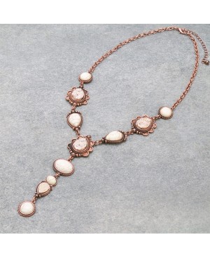 Long Copper Ivory Druzy Necklace