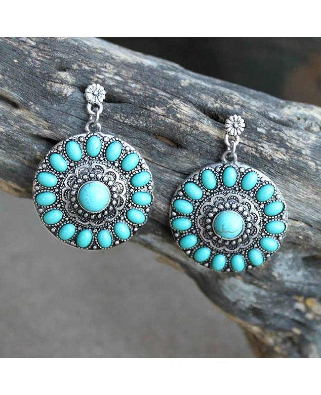 Western Style Silver and Turquoise Earrings