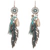 Copper Patina Feather Tassel Chandelier Earrings