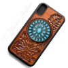 Leather Phone Case with Turquoise Pop Socket Grip