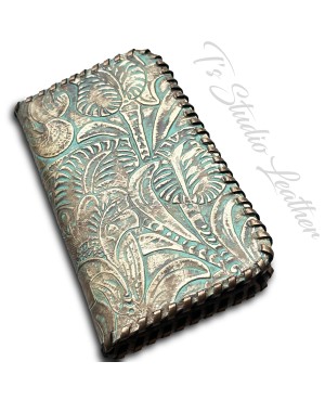 Ts Studio Leather Western Turquoise Floral Wallet Phone Case