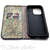 Turquoise Bronze Whipstitched Leather Phone Case