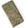 Turquoise and Brown Floral Whipstitched Edge Leather Phone Case