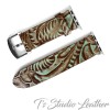 Turquoise Brown Whipstitched Leather Phone Case