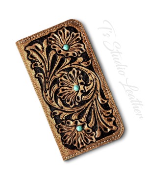 Western Hand Tooled Floral Leather Phone Case