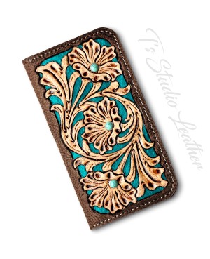 Western Hand Tooled Floral Leather Phone Case