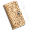 Natural Tan Hand Tooled Floral Leather Phone Case