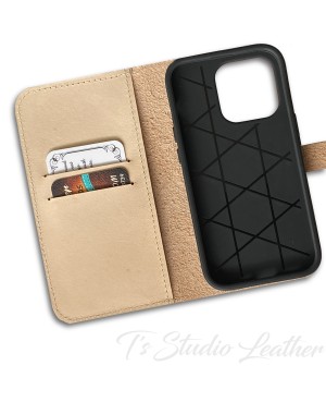 Western Style Hand Tooled Leather Wallet Phone Case