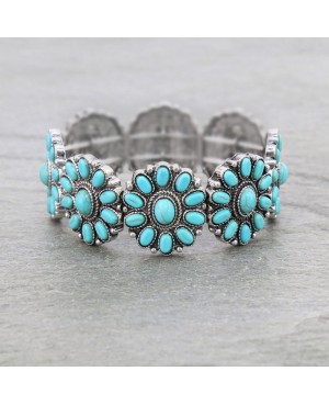 Western Cowgirl Turquoise Flower Bracelet