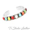 Antique Silver and Red Stone Cuff Bracelet