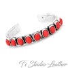 Western Antique Silver and Red Cuff Bracelet