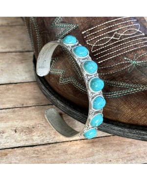 Western Silver and Turquoise Cuff Bracelet