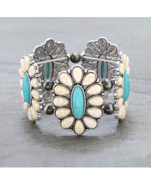Turquoise and White Flower Concho Bracelet