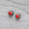 Antique Silver and Red Stone Cuff Bracelet