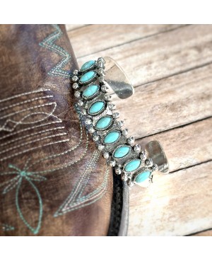 Silver and Turquoise Bohemian Cuff Bracelet