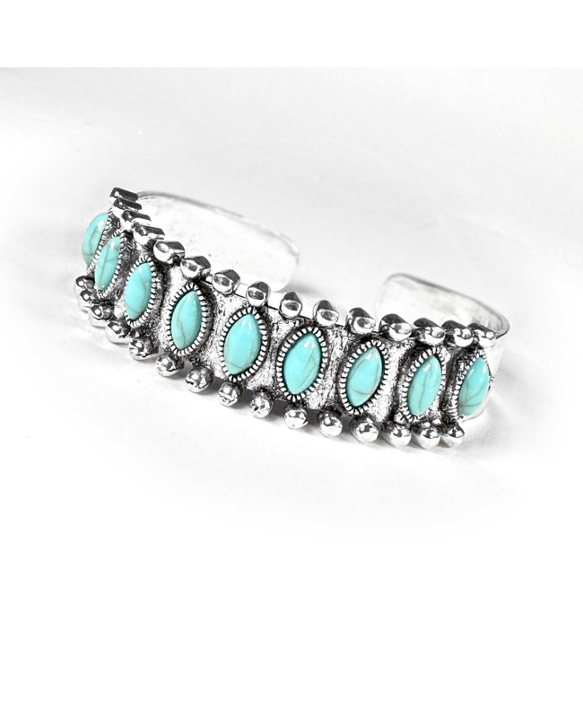 Silver and Turquoise Bohemian Cuff Bracelet