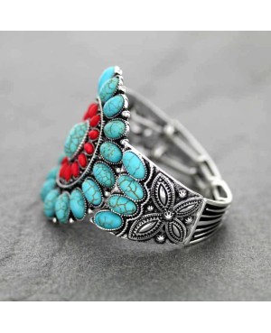 Large Red and Turquoise Cuff Bracelet