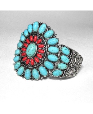 Large Red and Turquoise Cuff Bracelet