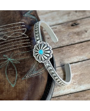 Silver and Turquoise Concho Bracelet