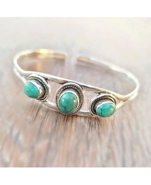 Silver and Turquoise Stone Cuff Bracelet