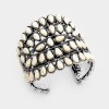 Large Western Style Silver and Ivory Stone Concho Cuff Bracelet.