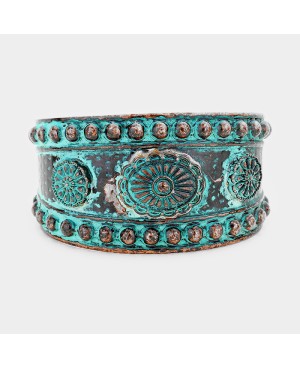 Patina Copper and Turquoise Cuff Bracelet