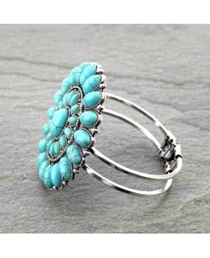 Western Silver and Turquoise Concho Cuff Bracelet