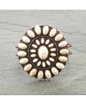 Western Copper and Ivory Stone Concho Cuff Bracelet