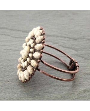 Western Copper and Ivory Stone Concho Cuff Bracelet