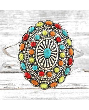Multi Colored Concho Cuff Bracelet