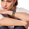 Hand Painted Yellow Sunflower Leather Apple Watch Band and Matching Earrings Set