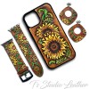 White Daisies Leather Watch Band Earrings Set